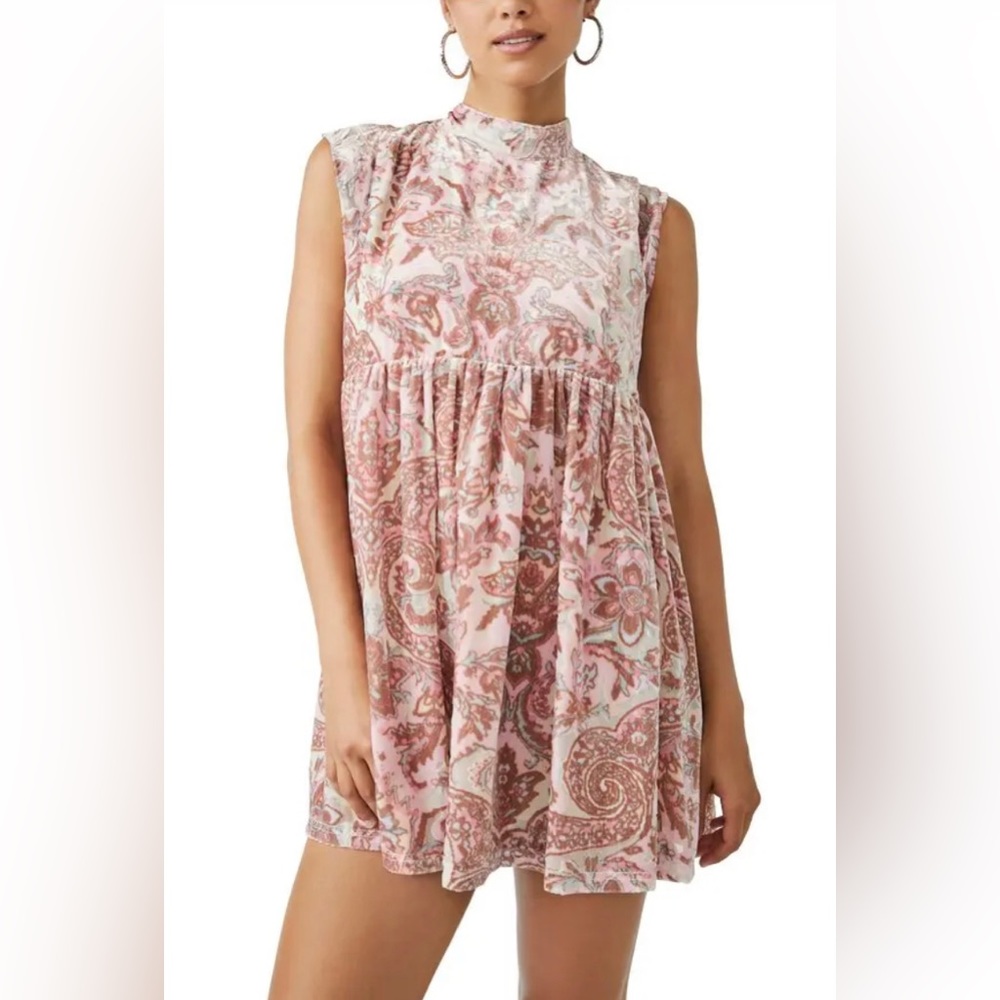 Free People Pink Paisley Mini Dress